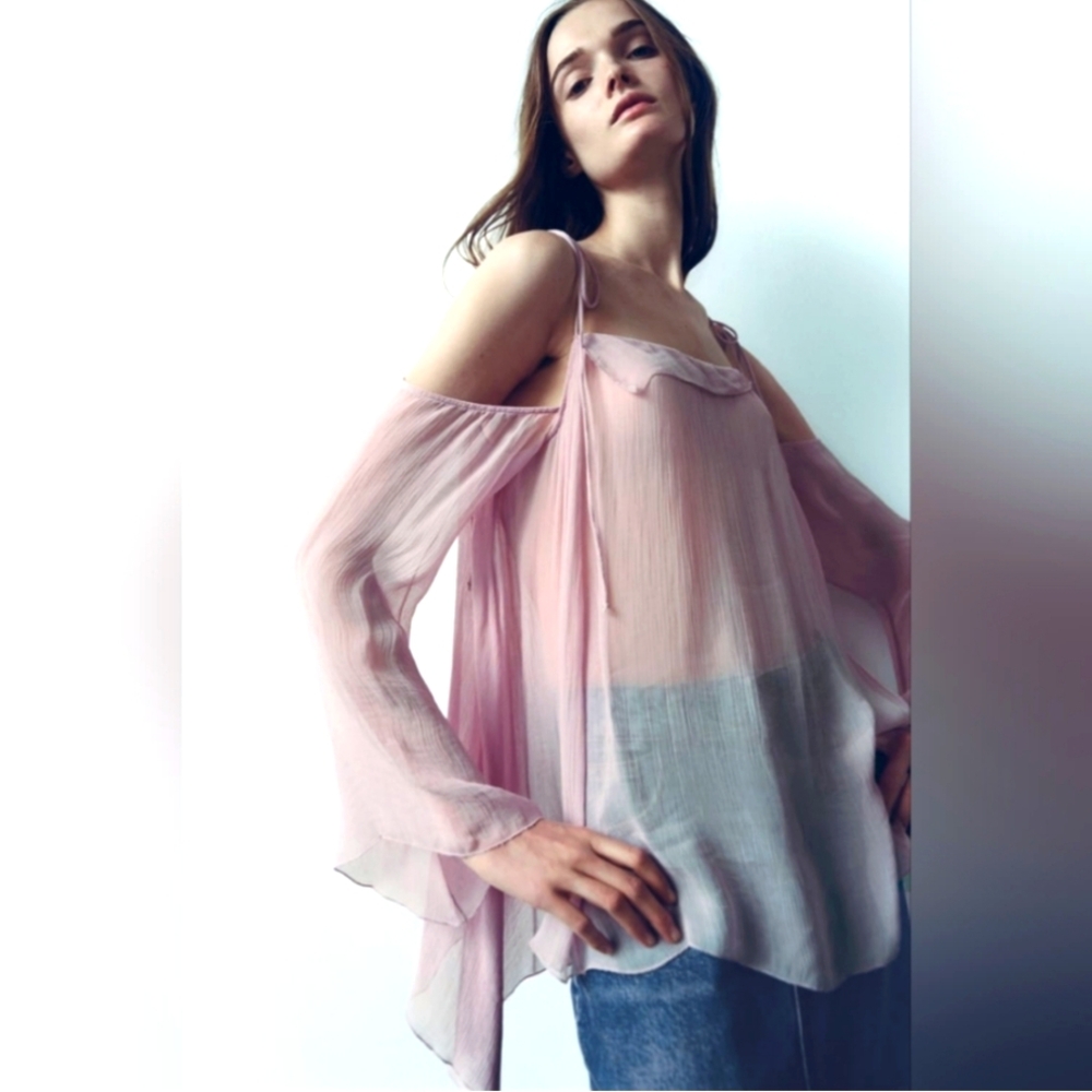 Zara Semi Sheer Voluminous Blouse